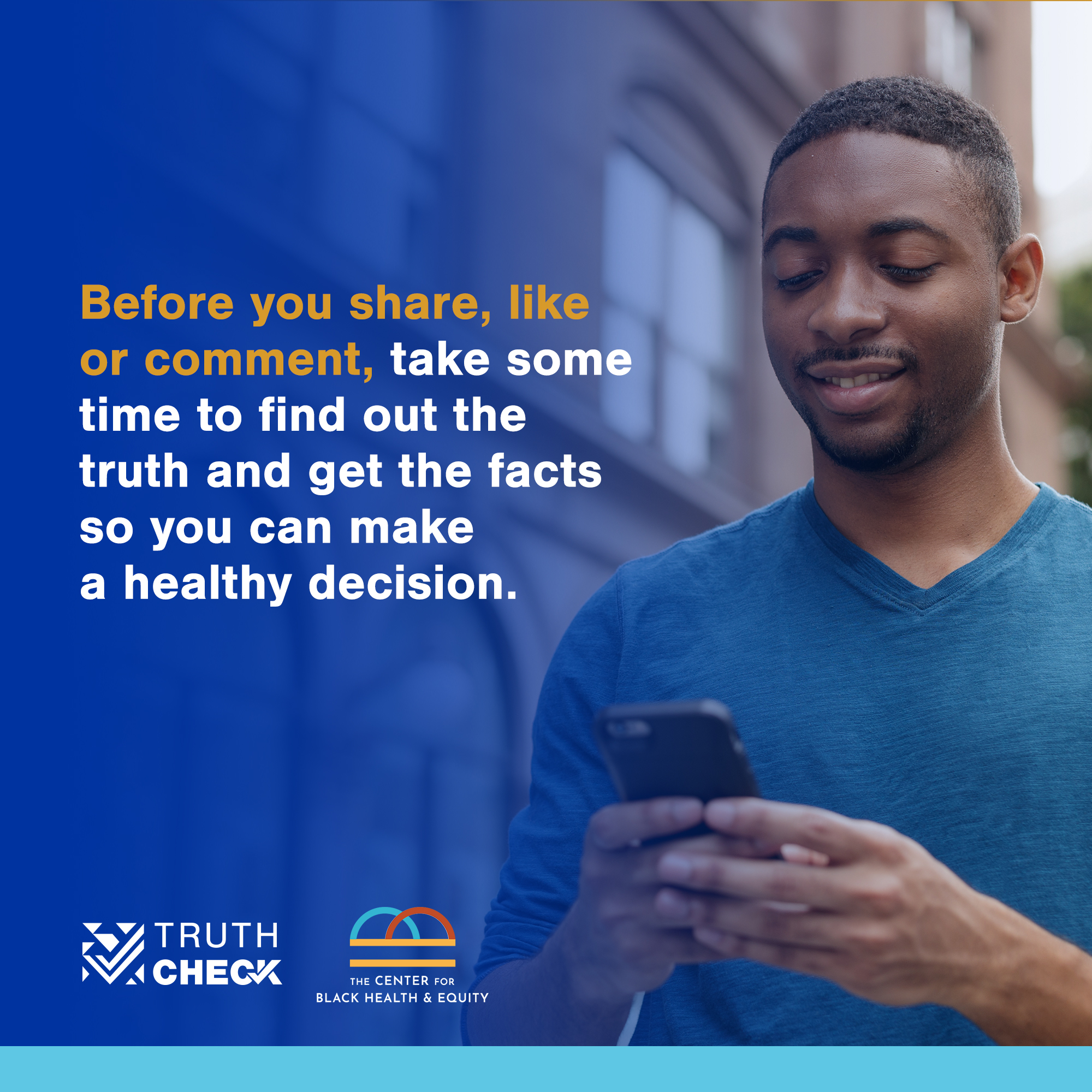 Truth Check social graphic for Instagram with Black man